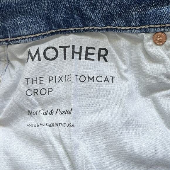 MOTHER Pixie Tomcat Crop Distressed Jeans Size 26 Not Cut & Pasted Button Fly - Picture 10 of 11